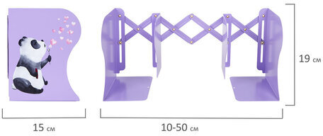 Подставка-держатель для книг и учебников BRAUBERG KIDS "Panda", раздвижная, металлическая, 238064
