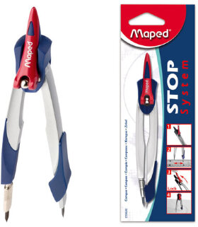 Циркуль MAPED (Франция) &quot;Stop System&quot;, 130 мм, металлический, грифель 2 мм, блистер, 019600
