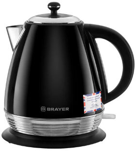 Чайник BRAYER BR1006, 1,7 л, 2200 Вт, закрытый нагревательный элемент, сталь, черный