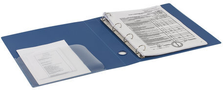 Папка на 4 кольцах BRAUBERG "Стандарт", 40 мм, синяя, до 300 листов, 0,9 мм, 221619