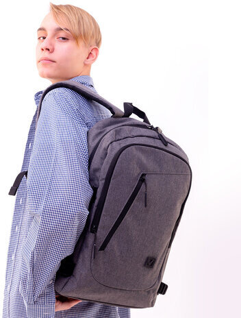 Рюкзак BRAUBERG URBAN универсальный, с отделением для ноутбука, USB-порт, "Charge", серый, 46х31х15 см, 271655