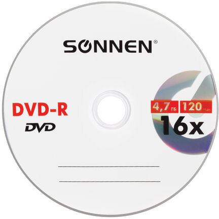 Диск DVD-R SONNEN, 4,7 Gb, 16x, Slim Case (1 штука), 512575
