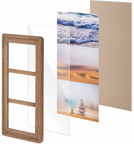 Рамка из мангового дерева BRAUBERG LOFT TRINITY, 3 фото 10х15 см, акриловый экран, 20х35,5 см, 391282