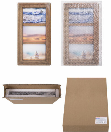 Рамка из мангового дерева BRAUBERG LOFT TRINITY, 3 фото 10х15 см, акриловый экран, 20х35,5 см, 391282