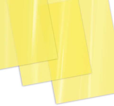 Обложки пластиковые для переплета, А4, КОМПЛЕКТ 100 шт., 150 мкм, прозрачно-желтые, BRAUBERG, 530938