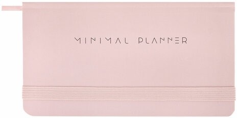 Еженедельник недатированный с резинкой 171х93 мм, BRAUBERG, твердый, 64 л., "Minimal", розовый, 116310