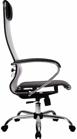 Кресло офисное МЕТТА "К-3" хром, ткань-сетка, сиденье и спинка регулируемые, темно-серое