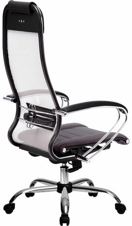 Кресло офисное МЕТТА "К-3" хром, ткань-сетка, сиденье и спинка регулируемые, темно-серое