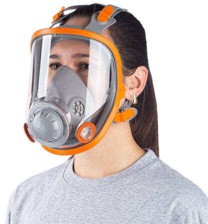 Маска полнолицевая Jeta Safety 5950, силикон, ударопрочный поликарбонат, защитная пленка, размер L, 5950-L