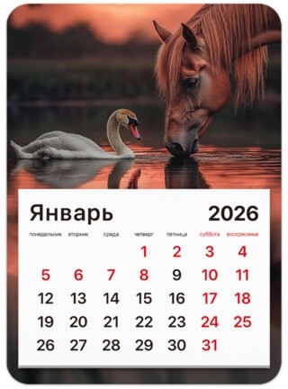 Календарь отрывной на магните на 2026 г., BRAUBERG, 130x180 мм, склейка, "Символ года", 117287