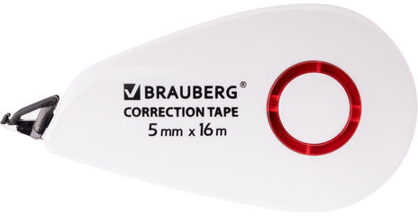 Корректирующая лента BRAUBERG SUPER, 5 мм х 16 м, корпус белый, блистер, 229061