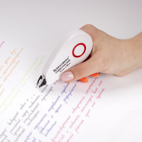 Корректирующая лента BRAUBERG SUPER, 5 мм х 16 м, корпус белый, блистер, 229061