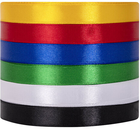 Лента атласная ширина 12 мм, набор №1 6 цветов по 23 м, BRAUBERG, 591499