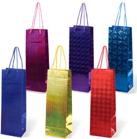 Пакет подарочный ламинированный, 12х36х10 см, голографический, цвет ассорти