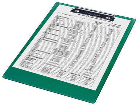 Доска-планшет BRAUBERG "NUMBER ONE" с прижимом А4 (228х318 мм), картон/ПВХ, ЗЕЛЕНАЯ, 232222