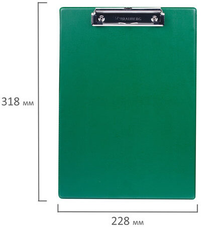 Доска-планшет BRAUBERG "NUMBER ONE" с прижимом А4 (228х318 мм), картон/ПВХ, ЗЕЛЕНАЯ, 232222