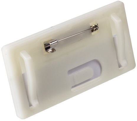 Бейдж-табличка горизонтальный (33х70 мм), с клипом и булавкой, BRAUBERG, 235723