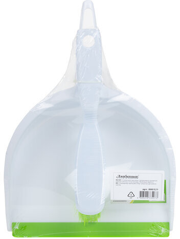 Совок для мусора ЛЮБАША со щеткой-сметкой, пластик, резиновая кромка, 603615