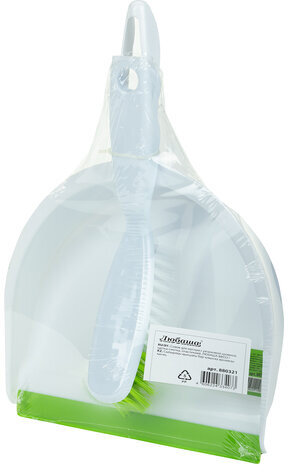 Совок для мусора ЛЮБАША со щеткой-сметкой, пластик, резиновая кромка, 603615