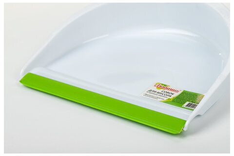 Совок для мусора ЛЮБАША со щеткой-сметкой, пластик, резиновая кромка, 603615