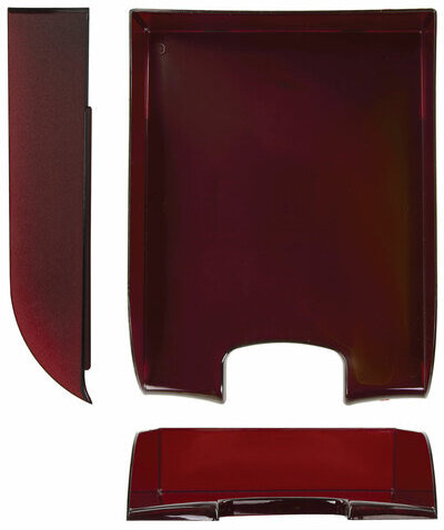 Лоток горизонтальный для бумаг BRAUBERG "Office style", 320х245х65 мм, тонированный красный, 237291