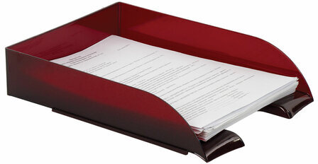 Лоток горизонтальный для бумаг BRAUBERG "Office style", 320х245х65 мм, тонированный красный, 237291