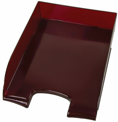 Лоток горизонтальный для бумаг BRAUBERG "Office style", 320х245х65 мм, тонированный красный, 237291