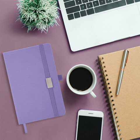 Ежедневник датированный 2023 А5 138x213 мм BRAUBERG "Control", под кожу, сиреневый, 114095