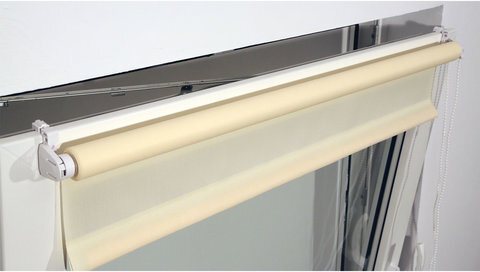 Штора рулонная BRABIX 50х175 см, текстура - лён, защита 55-85%, 200 г/м2, кремовый S-21, 605973