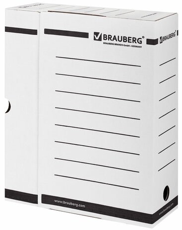 Короб архивный с клапаном А4 (260х325 мм), 100 мм, до 900 листов, плотный, микрогофрокартон, БЕЛЫЙ, BRAUBERG, 124848