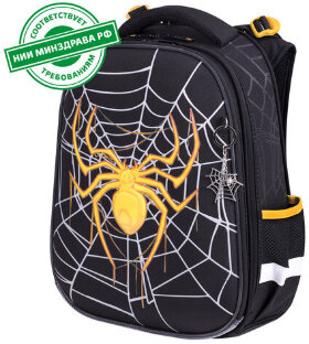 Ранец BRAUBERG PREMIUM, 2 отделения, с брелком, &quot;Venomous spider&quot;, 3D панель, 38х29х16 см, 271355