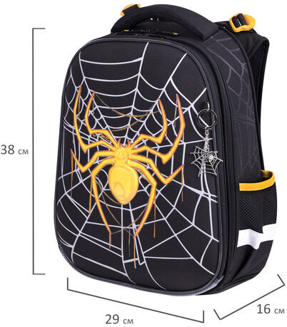 Ранец BRAUBERG PREMIUM, 2 отделения, с брелком, "Venomous spider", 3D панель, 38х29х16 см, 271355