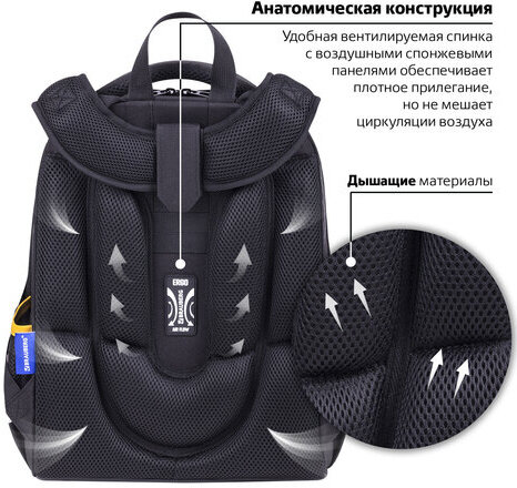 Ранец BRAUBERG PREMIUM, 2 отделения, с брелком, "Venomous spider", 3D панель, 38х29х16 см, 271355