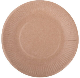 Тарелка одноразовая крафт бумажная 180 мм, КОМПЛЕКТ 100 штук, LAIMA ECO CRAFT, 608087