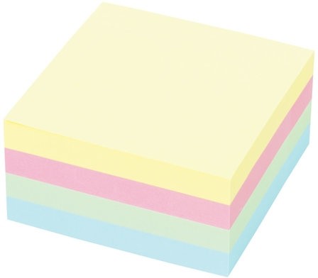 Блок самоклеящийся (стикеры) STAFF PROFIT ПАСТЕЛЬНЫЙ, 76х76 мм, 400 листов, 4 цвета, 129352