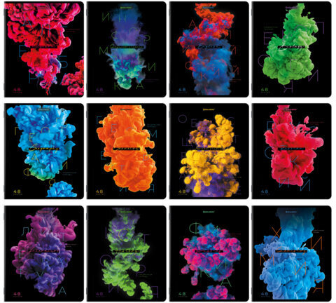 Тетради предметные, КОМПЛЕКТ 12 ПРЕДМЕТОВ, "PIGMENT", 48 л., глянцевый УФ-лак, BRAUBERG, 404834