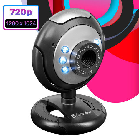 Веб-камера DEFENDER C-110, 0,3 Мп, микрофон, USB 2.0/1.1+3.5 мм jack, подсветка, регулируемое крепление, черная, 63110