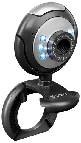 Веб-камера DEFENDER C-110, 0,3 Мп, микрофон, USB 2.0/1.1+3.5 мм jack, подсветка, регулируемое крепление, черная, 63110