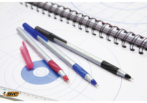 Ручка шариковая с грипом BIC "Round Stic Exact", ЧЕРНАЯ, корпус серый, узел 0,7 мм, линия письма 0,28 мм, 918542