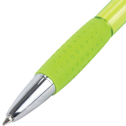 Ручка шариковая автоматическая с грипом BRAUBERG SUPER, СИНЯЯ, корпус зеленый, пишущий узел 0,7 мм, линия письма 0,35 мм, 143370