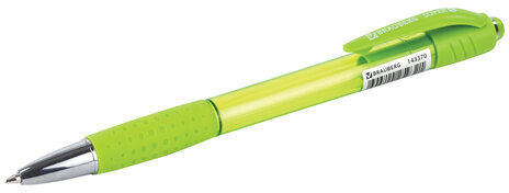 Ручка шариковая автоматическая с грипом BRAUBERG SUPER, СИНЯЯ, корпус зеленый, пишущий узел 0,7 мм, линия письма 0,35 мм, 143370