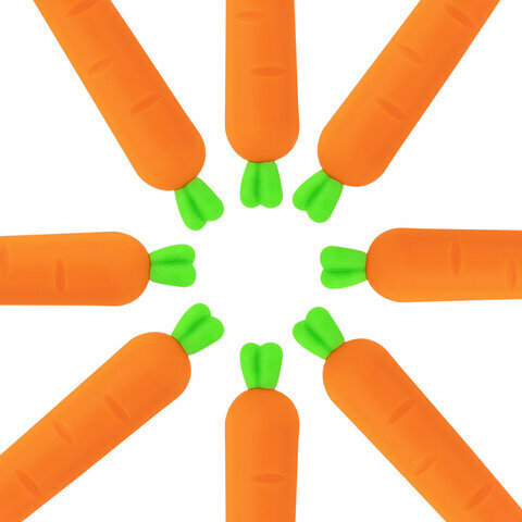 Ручка фигурная шариковая ЮНЛАНДИЯ "Морковка", мягкий силиконовый корпус, СИНЯЯ, пишущий узел 0,7 мм, 143778