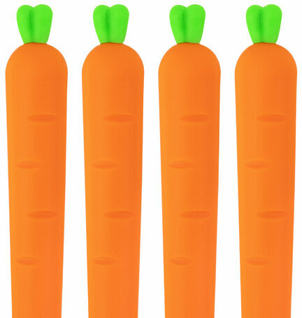 Ручка фигурная шариковая ЮНЛАНДИЯ "Морковка", мягкий силиконовый корпус, СИНЯЯ, пишущий узел 0,7 мм, 143778