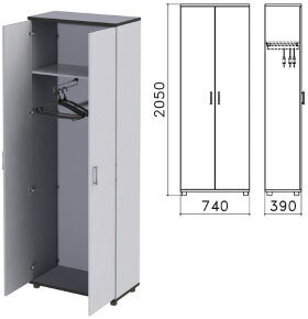 Шкаф для одежды &quot;Монолит&quot;, 740х390х2050 мм, цвет серый, ШМ49.11