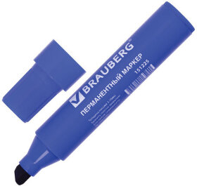 Маркер перманентный BRAUBERG &quot;JUMBO&quot;, СИНИЙ, ШИРОКАЯ ЛИНИЯ ПИСЬМА, скошенный наконечник, 3-10 мм, 151225