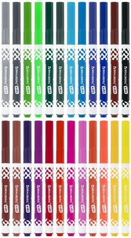 Фломастеры в портфельчике утолщенные 24 цвета, вентилируемый колпачок, BRAUBERG KIDS, 152186