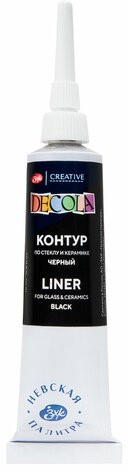 Контур акриловый по стеклу и керамике "Декола", туба 18 мл, черный, 5303810