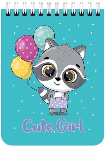 Блокнот МАЛЫЙ ФОРМАТ А6 108х145 мм, 40 л., гребень, картон, клетка, BRAUBERG KIDS, "Зверята", 114395