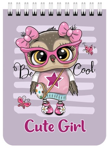 Блокнот МАЛЫЙ ФОРМАТ А6 108х145 мм, 40 л., гребень, картон, клетка, BRAUBERG KIDS, "Зверята", 114395