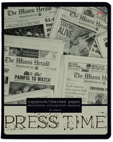 Тетрадь А5 48 л. АЛЬТ скоба, клетка, глянцевый лак, "Газета" (5 видов), 7-48-1146